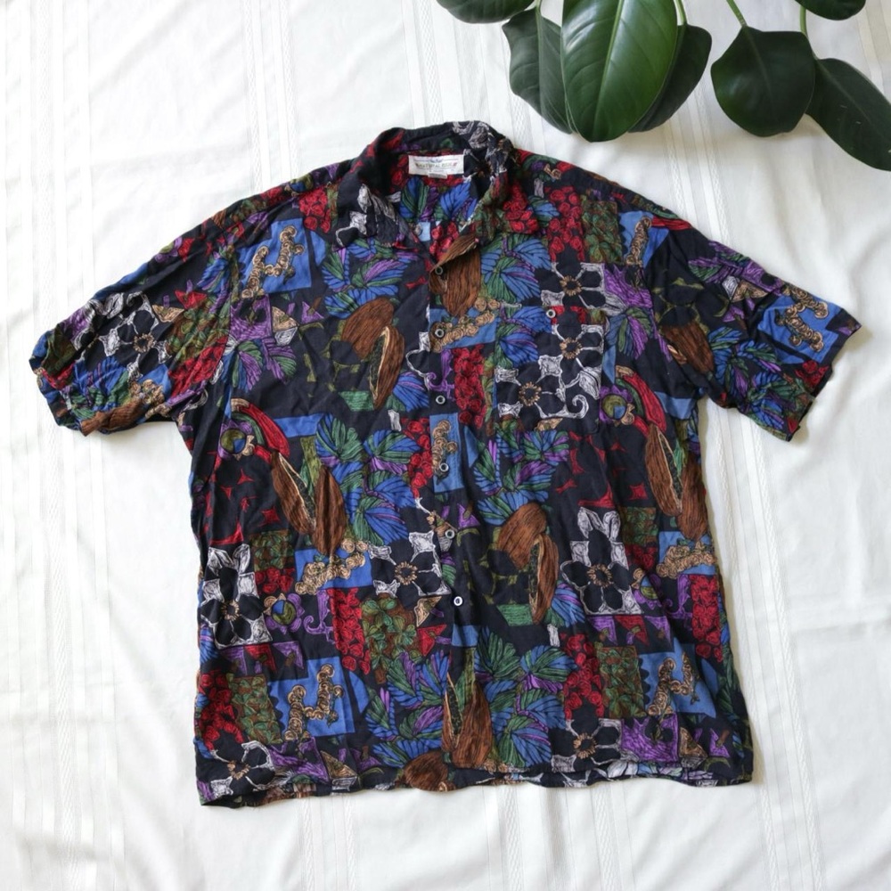 Natural Issue floral Cocoa Bean pattern button down shirt